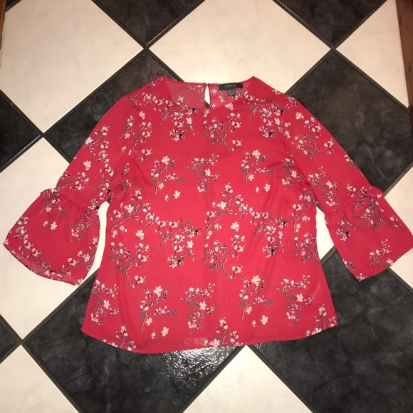 Primark Red Floral Blousetop Bell 